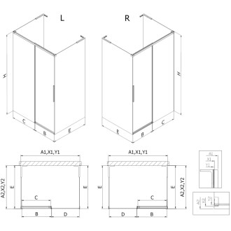 Mexen Rox-3S L kabina prysznicowa 3-ścienna rozsuwana lewa 160 x 95 cm, czarna ramka, czarna - 8C2L-160-095-70-70-3S-L