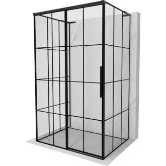 Mexen Rox-3S L 3stěnný posuvný sprchový kout levý 130 x 110 cm, černý rošt, černá - 8C2L-130-110-70-77-3S-L