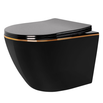 REA Závěsná WC mísa Carlo Mini Tornado Black Gold Egde REA-C4695