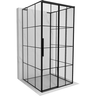 Mexen Rox-3S L třístěnný posuvný sprchový kout pravý 90 x 90 cm, černý rošt, černá - 8C2L-090-090-70-77-3S-P