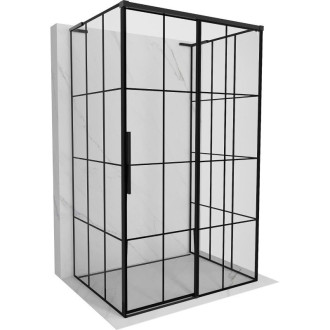 Mexen Rox-3S L třístěnný posuvný sprchový kout pravý 120 x 110 cm, černý rošt, černá - 8C2L-120-110-70-77-3S-P