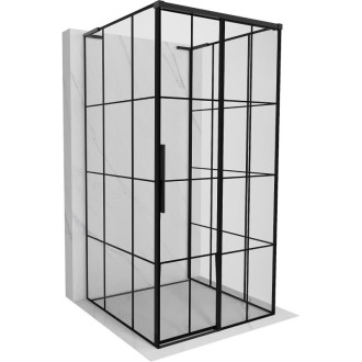 Mexen Rox-3S L třístěnný posuvný sprchový kout pravý 120 x 120 cm, černý rošt, černá - 8C2L-120-120-70-77-3S-P