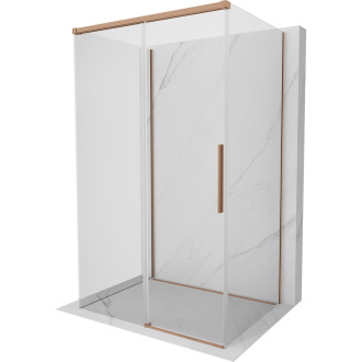 Mexen Rox-3S třístěnný posuvný sprchový kout 120 x 95 cm, průhledný, kartáčovaná měď - 8C2-120-095-65-00-3S