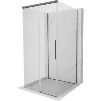 Mexen Rox-3S třístěnný posuvný sprchový kout 100 x 100 cm, průhledný, kartáčovaná pistole gray - 8C2-100-100-66-00-3S