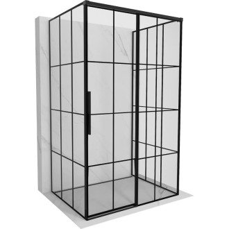 Mexen Rox-3S třístěnný posuvný sprchový kout pravý 95 x 90 cm, černý rošt, černá - 8C2-095-090-70-77-3S-P