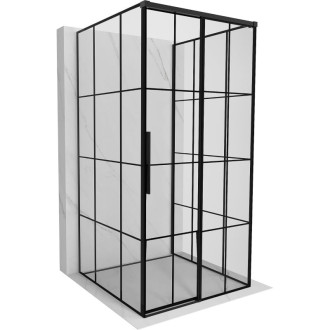 Mexen Rox-3S třístěnný posuvný sprchový kout pravý 95 x 95 cm, černý rošt, černá - 8C2-095-095-70-77-3S-P