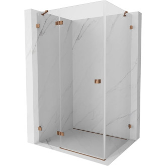 Sprchový kout Mexen Lunar levý výklopný 75 x 90 cm, průhledný, růžové zlato - 834-075-090-60-00-L