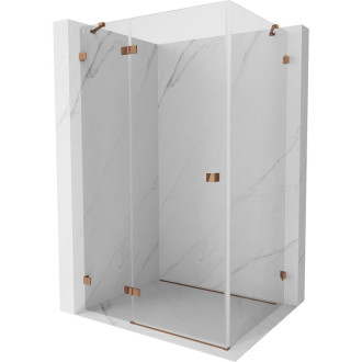 Sprchový kout Mexen Lunar levý výklopný 80 x 90 cm, průhledný, růžové zlato - 834-080-090-60-00-L