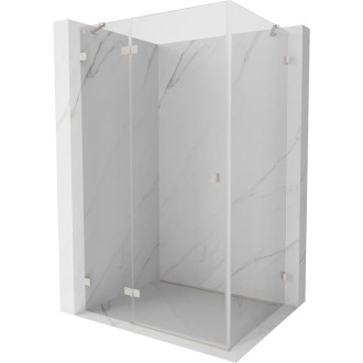 Sprchový kout Mexen Lunar s levým výklopným uchycením 75 x 90 cm, průhledný, kartáčovaný nikl - 834-075-090-97-00-L