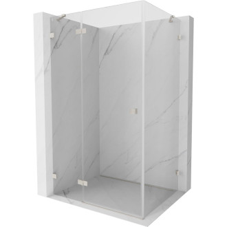 Sprchový kout Mexen Lunar s levým výklopným uchycením 80 x 90 cm, průhledný, kartáčovaný nikl - 834-080-090-97-00-L