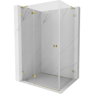 Sprchový kout Mexen Lunar L levý výklopný 70 x 90 cm, průhledný, zlatý - 834L-070-090-50-00-L