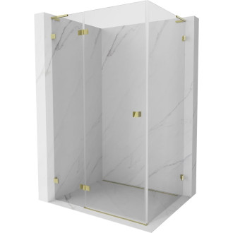 Sprchový kout Mexen Lunar L levý výklopný 85 x 90 cm, průhledný, zlatý - 834L-085-090-50-00-L