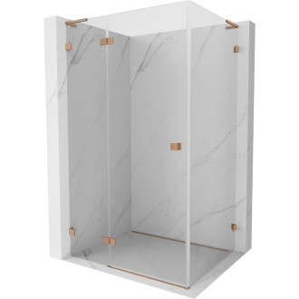 Sprchový kout Mexen Lunar L levý výklopný 85 x 90 cm, průhledný, kartáčovaná měď - 834L-085-090-65-00-L