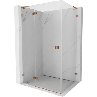 Mexen Lunar L sprchový kout s levým výklopným mechanismem 75 x 90 cm, průhledný, růžové zlato - 834L-075-090-60-00-L