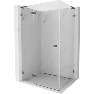 Mexen Lunar L sprchový kout s levým výklopným mechanismem 75 x 90 cm, průhledný, kartáčovaná pistolově šedá - 834L-075-090-66-00-L