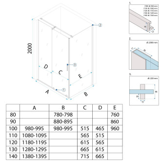 Rea Sprchová kabina REA Montana Gold Brush 130x90 KPL-K2517