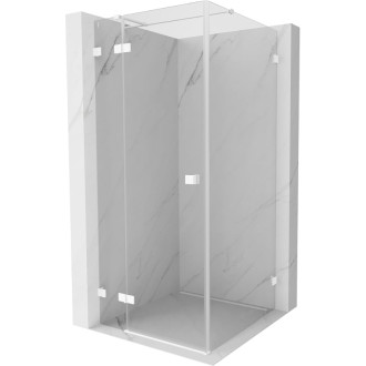 Mexen Lunar T sprchový kout s levým výklopným uchycením 90 x 90 cm, průhledný, bílý - 834T-090-090-20-00-L
