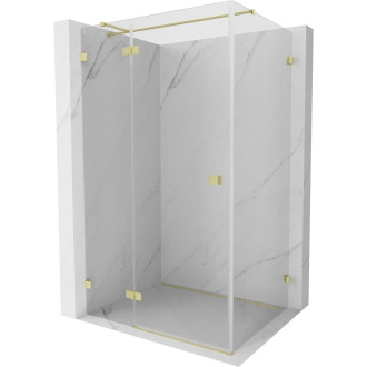 Sprchový kout Mexen Lunar T s levým výklopným uchycením 90 x 120 cm, průhledný, kartáčované zlato - 834T-090-120-55-00-L