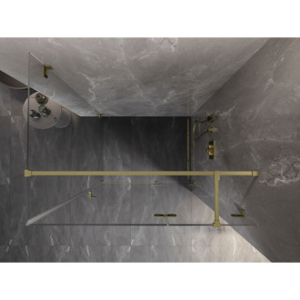 Sprchový kout Mexen Lunar T s pravými panty 85 x 110 cm, průhledný, kartáčované zlato - 834T-085-110-55-00-P