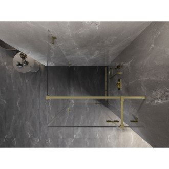 Mexen Lunar T kabina prysznicowa uchylna prawa 100 x 100 cm, transparent, złota szczotkowana - 834T-100-100-55-00-P