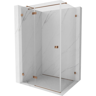 Sprchový kout Mexen Lunar T levý výklopný 85 x 90 cm, průhledný, růžové zlato - 834T-085-090-60-00-L