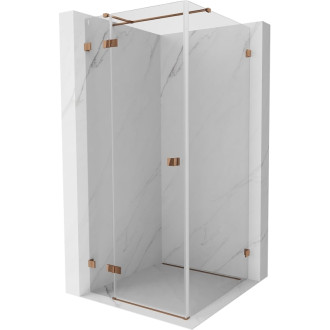 Mexen Lunar T sprchový kout s levým výklopným mechanismem 90 x 90 cm, průhledný, růžové zlato - 834T-090-090-60-00-L