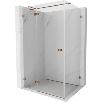 Mexen Lunar T sprchový kout s levým výklopným uchycením 100 x 90 cm, průhledný, růžové zlato - 834T-100-090-60-00-L
