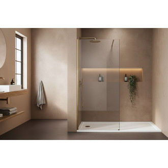 Sprchová zástěna Rea Flexi Transparent / Brush Gold 90