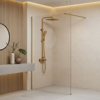 Sprchová zástěna Rea Flexi Transparent / Brush Gold 110