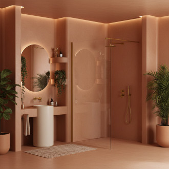 Sprchová zástěna Rea Flexi Transparent / Brush Gold 110