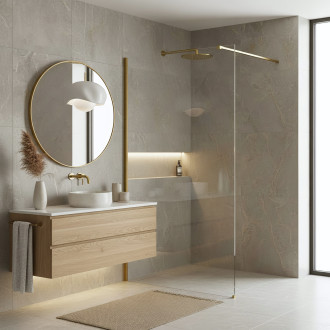 Sprchová zástěna Rea Flexi Transparent / Brush Gold 130