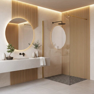 REA Sprchová zástěna Flexi Transparent / Brush Gold 120 KPL-K99260