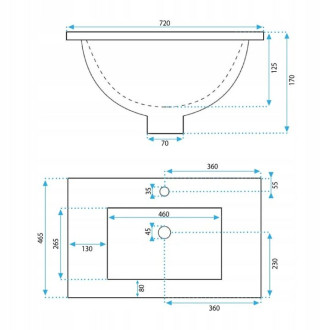 Rea REA umyvadlo zapuštěné do desky Dafne 70 REA-U0190