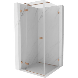Sprchový kout Mexen Lunar T s levým výklopným uchycením 80 x 80 cm, průhledný, kartáčovaná měď - 834T-080-080-65-00-L
