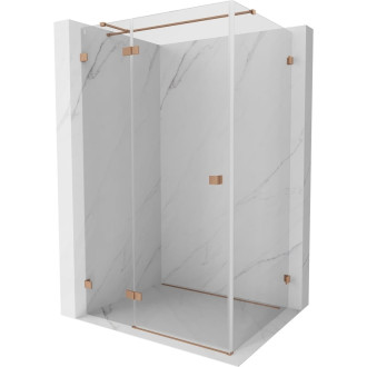 Sprchový kout Mexen Lunar T s levým výklopným uchycením 85 x 120 cm, průhledný, kartáčovaná měď - 834T-085-120-65-00-L