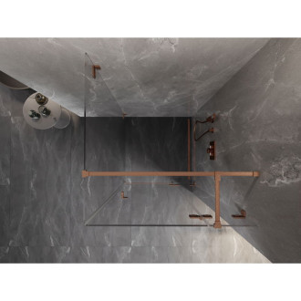 Sprchový kout Mexen Lunar T s pravými panty 80 x 80 cm, průhledný, kartáčovaná měď - 834T-080-080-65-00-P