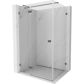 Sprchový kout Mexen Lunar T s levým výklopným uzávěrem 85 x 90 cm, průhledný, kartáčovaná pistole gray - 834T-085-090-66-00-L