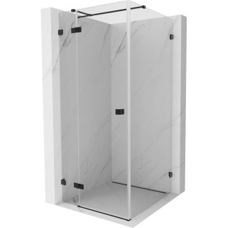 Sprchový kout Mexen Lunar T s levým výklopným uchycením 80 x 80 cm, průhledný, černý - 834T-080-080-70-00-L