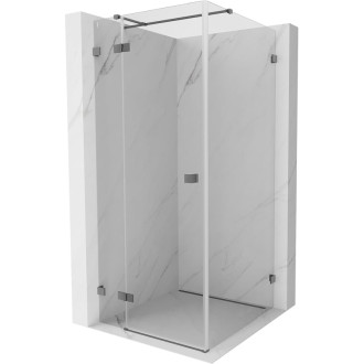 Sprchový kout Mexen Lunar T levý výklopný 80 x 80 cm, průhledný, stříbrná metalíza - 834T-080-080-95-00-L