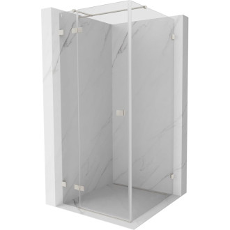 Sprchový kout Mexen Lunar T levý výklopný 100 x 100 cm, průhledný, kartáčovaný nikl - 834T-100-100-97-00-L