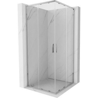 Mexen Exo čtvercový posuvný sprchový kout 85 x 85 cm, průhledný, chrom - 8111-085-085-01-00