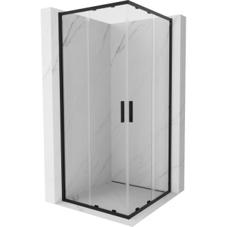Mexen Exo čtvercový posuvný sprchový kout 95 x 95 cm, průhledný, černý - 8111-095-095-70-00