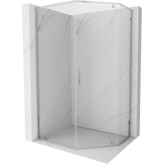 Sprchový kout Mexen Exo pětiúhelníkový výklopný 100 x 80 cm, průhledný, chrom - 812-100-080-01-00