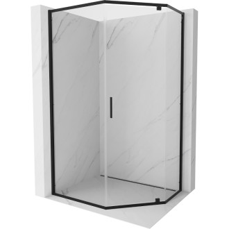 Sprchový kout Mexen Exo pětiúhelníkový výklopný 100 x 80 cm, průhledný, černý - 812-100-080-70-00