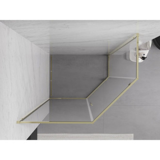 Mexen Exo kabina prysznicowa pięciokątna uchylna 100 x 80 cm, transparent, złota - 812-100-080-50-00