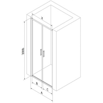 Mexen Exo drzwi prysznicowe podwójne uchylne 120 cm, transparent, złote - 814-120-000-50-00