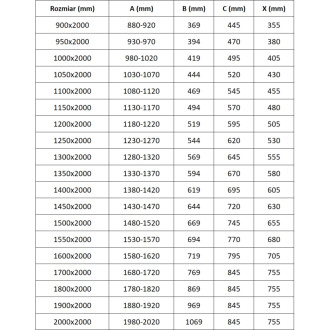 Mexen Exo drzwi prysznicowe rozsuwane 200 cm, transparent, czarne - 8151-200-000-70-00