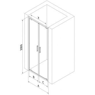 Mexen Exo drzwi prysznicowe podwójne uchylne 120 cm, transparent, chrom - 8182-120-000-01-00