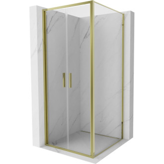 Sprchový kout Mexen Exo s výklopným mechanismem 110 x 110 cm, průhledný, zlatý - 814-110-110-50-00