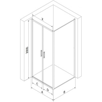 Sprchový kout Mexen Exo s výklopným mechanismem 100 x 110 cm, průhledný, černý - 814-100-110-70-00